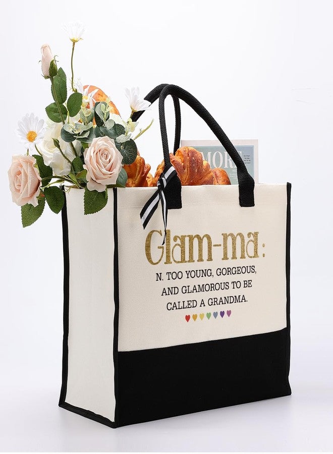 EDCTO Canvas Bag Gift for Grandma, Glam-ma Canvas Shopping Bag, Cotton Canvas Tote Bag, Grandma Definition Tote Bag, Mother's Day Gift for Grandma, Novelty Grandma Gift, Grandma Birthday Gift - Image 3